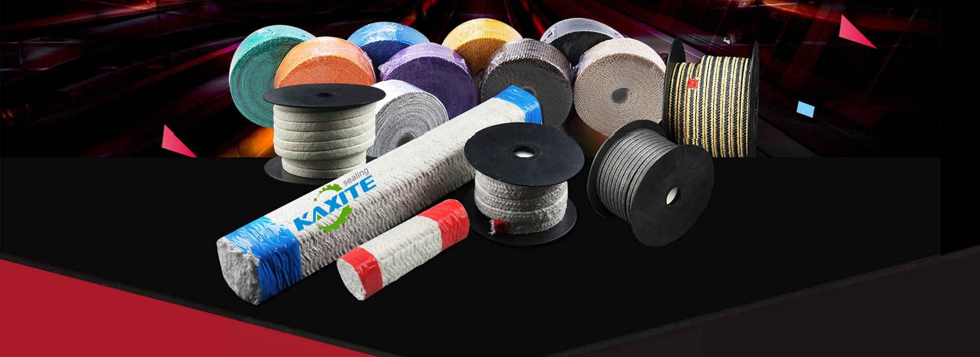 Empaquetaduras trenzadas de grafito y PTFE para sellado de vástagos de válvulas